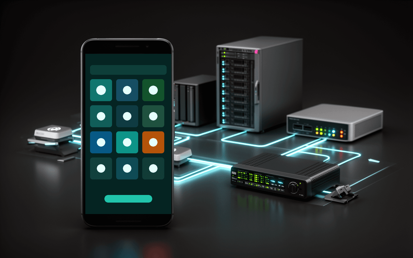 Android phone with visual bookmark tiles for private network apps