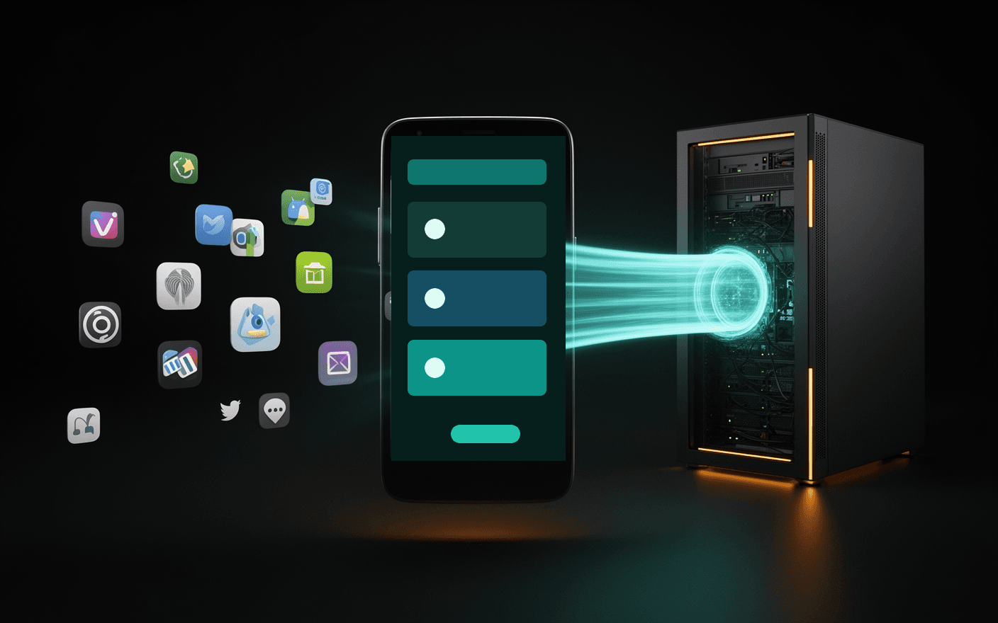 App-scoped VPN tunnel connecting an Android phone to private network services